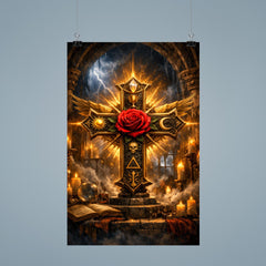 Rosicrucian rose cross in storm lit chamber poster 9