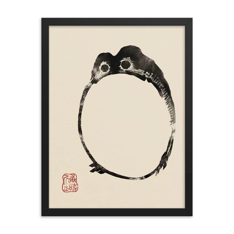 Round Frog by Matsumoto Hoji framed print on a plain backdrop in size 18