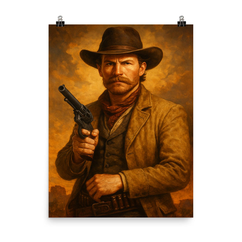 Rube Burrow poster on a plain backdrop in size 8