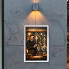 Rudolf Steiner at blackboard of esoteric diagrams poster 2