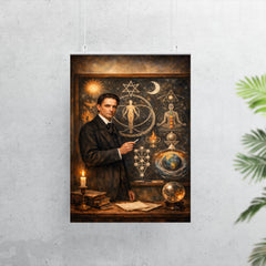 Rudolf Steiner at blackboard of esoteric diagrams poster 7