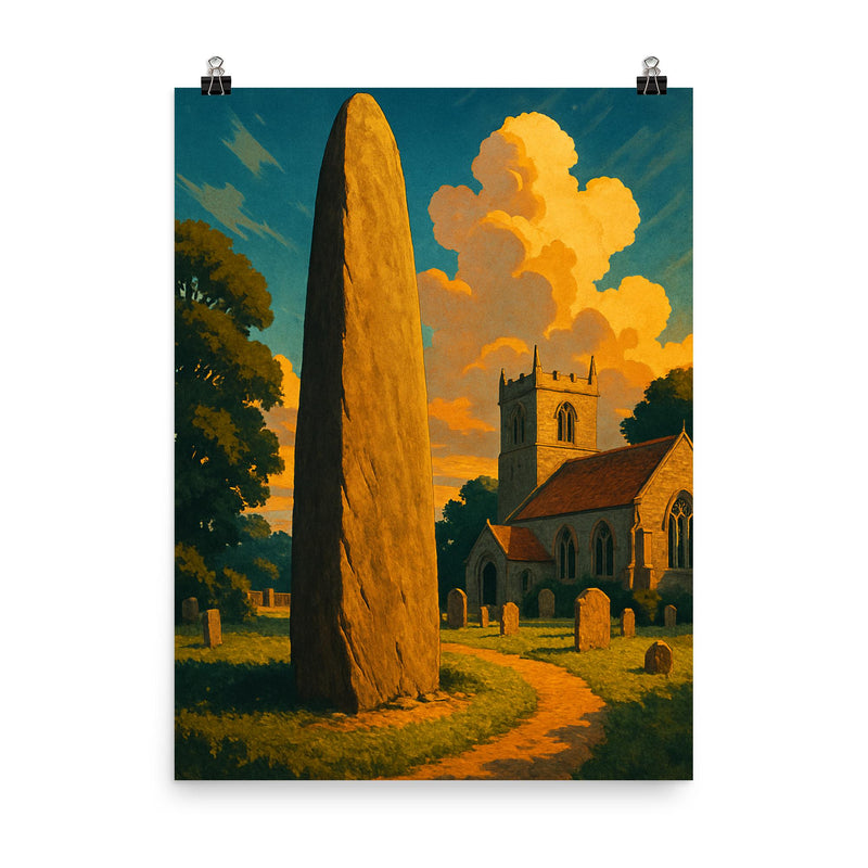 Rudston Monolith England poster on a plain backdrop in size 8