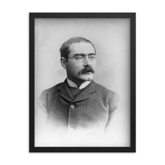 Rudyard Kipling portrait framed print on a plain backdrop in size 18"x24".