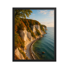 Rugen Chalk Cliffs Jasmund Germany framed print on a plain backdrop in size 16"x20".