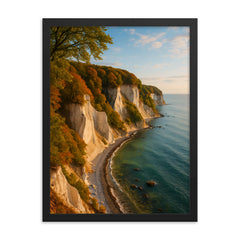 Rugen Chalk Cliffs Jasmund Germany framed print on a plain backdrop in size 18"x24".