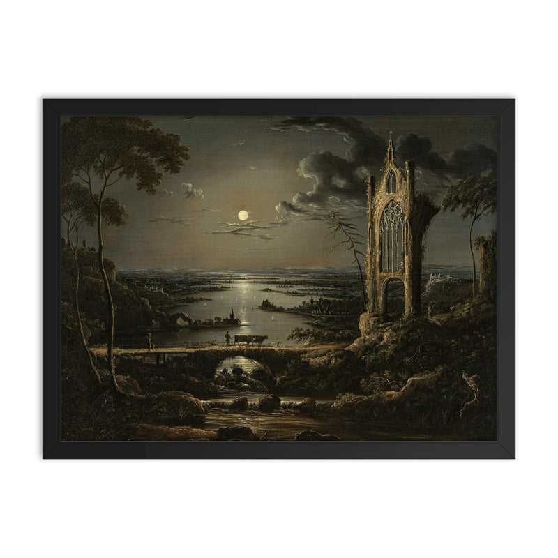 Ruins of a Gothic Church by Sebastian Pether framed print on a plain backdrop in size 18
