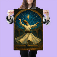 Rumi whirling beneath a star filled dome poster 3