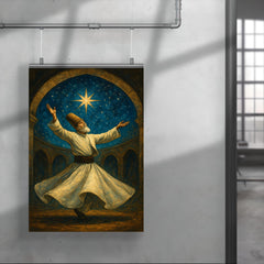 Rumi whirling beneath a star filled dome poster 4