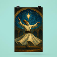 Rumi whirling beneath a star filled dome poster 6