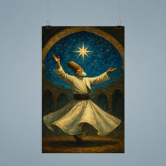 Rumi whirling beneath a star filled dome poster 9