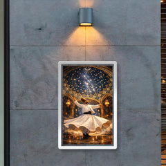 Rumi whirling beneath constellated Persian dome poster 2