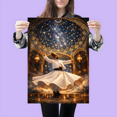 Rumi whirling beneath constellated Persian dome poster 3