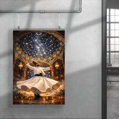 Rumi whirling beneath constellated Persian dome poster 4