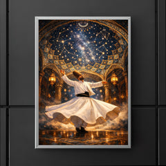 Rumi whirling beneath constellated Persian dome poster 5