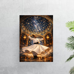 Rumi whirling beneath constellated Persian dome poster 7