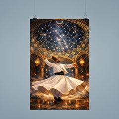 Rumi whirling beneath constellated Persian dome poster 9