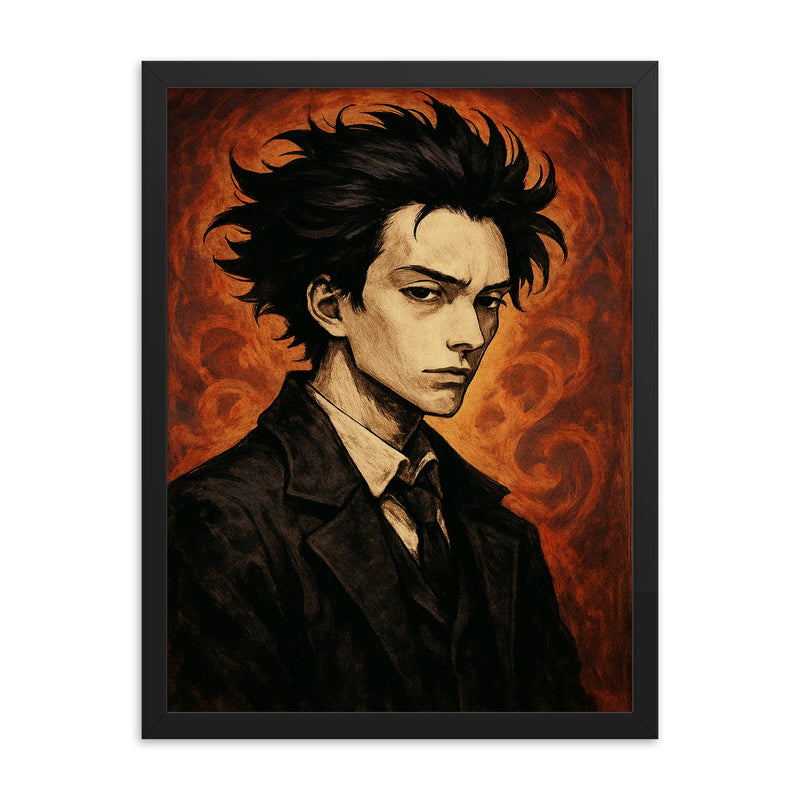 Ryunosuke Akutagawa framed print on a plain backdrop in size 18
