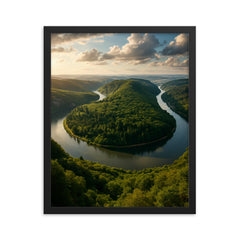 Saarschleife River Bend Germany framed print on a plain backdrop in size 16"x20".