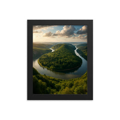 Saarschleife River Bend Germany framed print on a plain backdrop in size 8"x10".