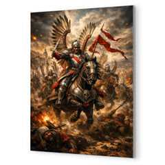Sabaton worthy Winged Hussar charge at Kahlenberg metal print mockup