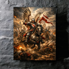 Sabaton worthy Winged Hussar charge at Kahlenberg metal print mockup