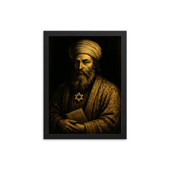 Sabbatai Zevi in Ottoman shadow and gold framed print on a plain backdrop in size 12"x16".