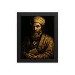 Sabbatai Zevi in Ottoman shadow and gold framed print on a plain backdrop in size 8"x10".