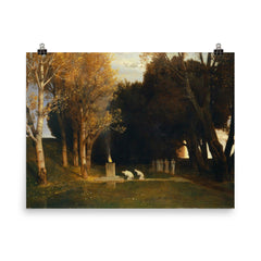 Sacred Grove by Arnold Bocklin, 1882 poster on a plain backdrop in size 8"x10".