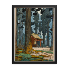 Sacred Grove by Yoshida Tōshi framed print on a plain backdrop in size 18"x24".
