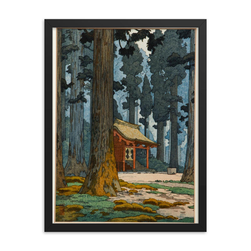 Sacred Grove by Yoshida Tōshi framed print on a plain backdrop in size 18