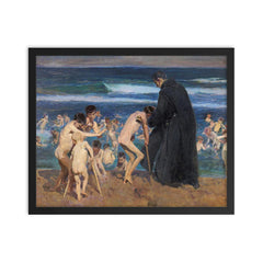 Sad Inheritance by Joaquín Sorolla framed print on a plain backdrop in size 16"x20".