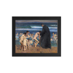 Sad Inheritance by Joaquín Sorolla framed print on a plain backdrop in size 8"x10".