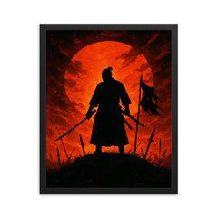 Saigō Takamori final stand silhouette framed print on a plain backdrop in size 16"x20".