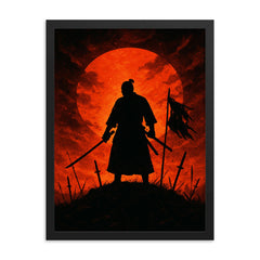 Saigō Takamori final stand silhouette framed print on a plain backdrop in size 18"x24".