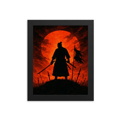 Saigō Takamori final stand silhouette framed print on a plain backdrop in size 8"x10".
