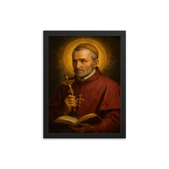 Saint Alphonsus Liguori framed print on a plain backdrop in size 12"x16".