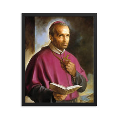 Saint Alphonsus Liguori framed print on a plain backdrop in size 16"x20".