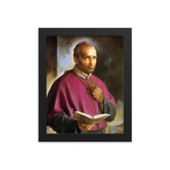 Saint Alphonsus Liguori framed print on a plain backdrop in size 8"x10".