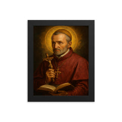 Saint Alphonsus Liguori framed print on a plain backdrop in size 8"x10".