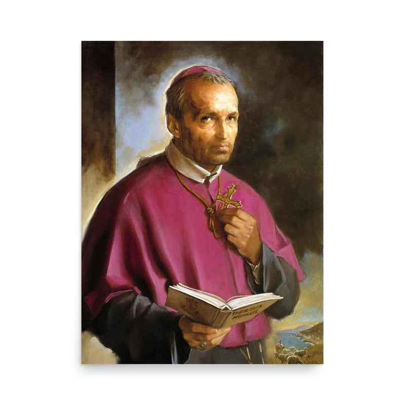 Saint Alphonsus Liguori poster on a plain backdrop in size 18