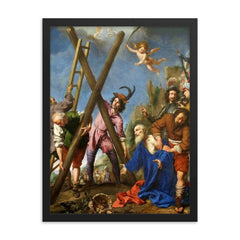 Saint Andrew Praying Before His Martyrdom by Carlo Dolci framed print on a plain backdrop in size 18"x24".