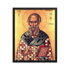 Saint Athanasius of Alexandria framed print on a plain backdrop in size 16"x20".