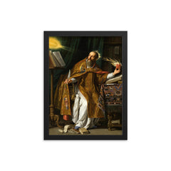 Saint Augustine by Philippe de Champaigne, 1650 framed print on a plain backdrop in size 12"x16".