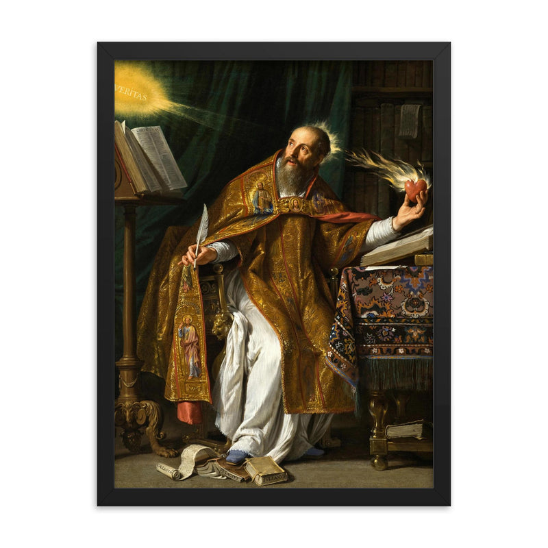 Saint Augustine by Philippe de Champaigne, 1650 framed print on a plain backdrop in size 18