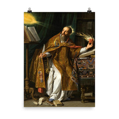 Saint Augustine by Philippe de Champaigne, 1650 poster on a plain backdrop in size 8"x10".