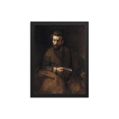 Saint Bartholomew by Rembrandt framed print on a plain backdrop in size 12"x16".