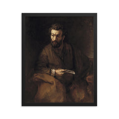Saint Bartholomew by Rembrandt framed print on a plain backdrop in size 16"x20".