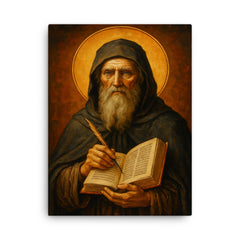 Saint Bede the Venerable canvas print on a plain backdrop in size 18"x24".