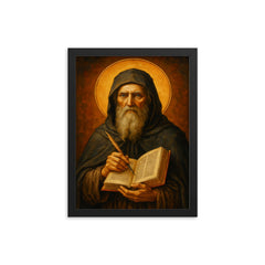 Saint Bede the Venerable framed print on a plain backdrop in size 12"x16".