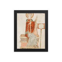 Saint Bede the Venerable framed print on a plain backdrop in size 8"x10".